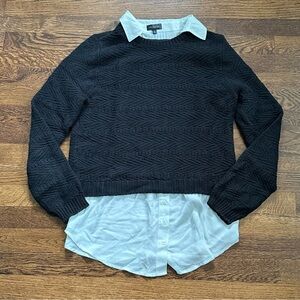 The Limited Black Sweater with Faux Attached White Collar Shirt - Size XS
